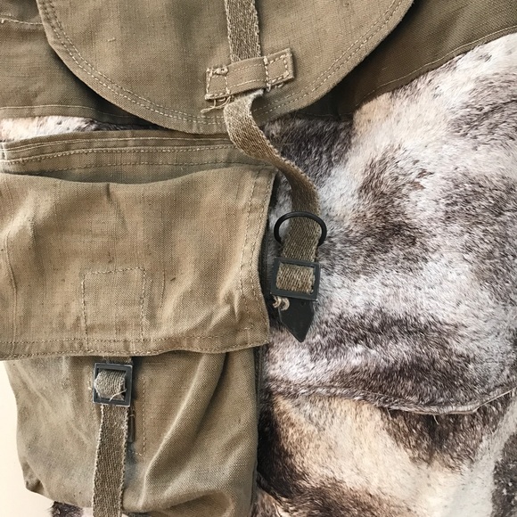 COWHIDE CANVAS BACK PACK VINTAGE CUSTOM BAG - Picture 7 of 8